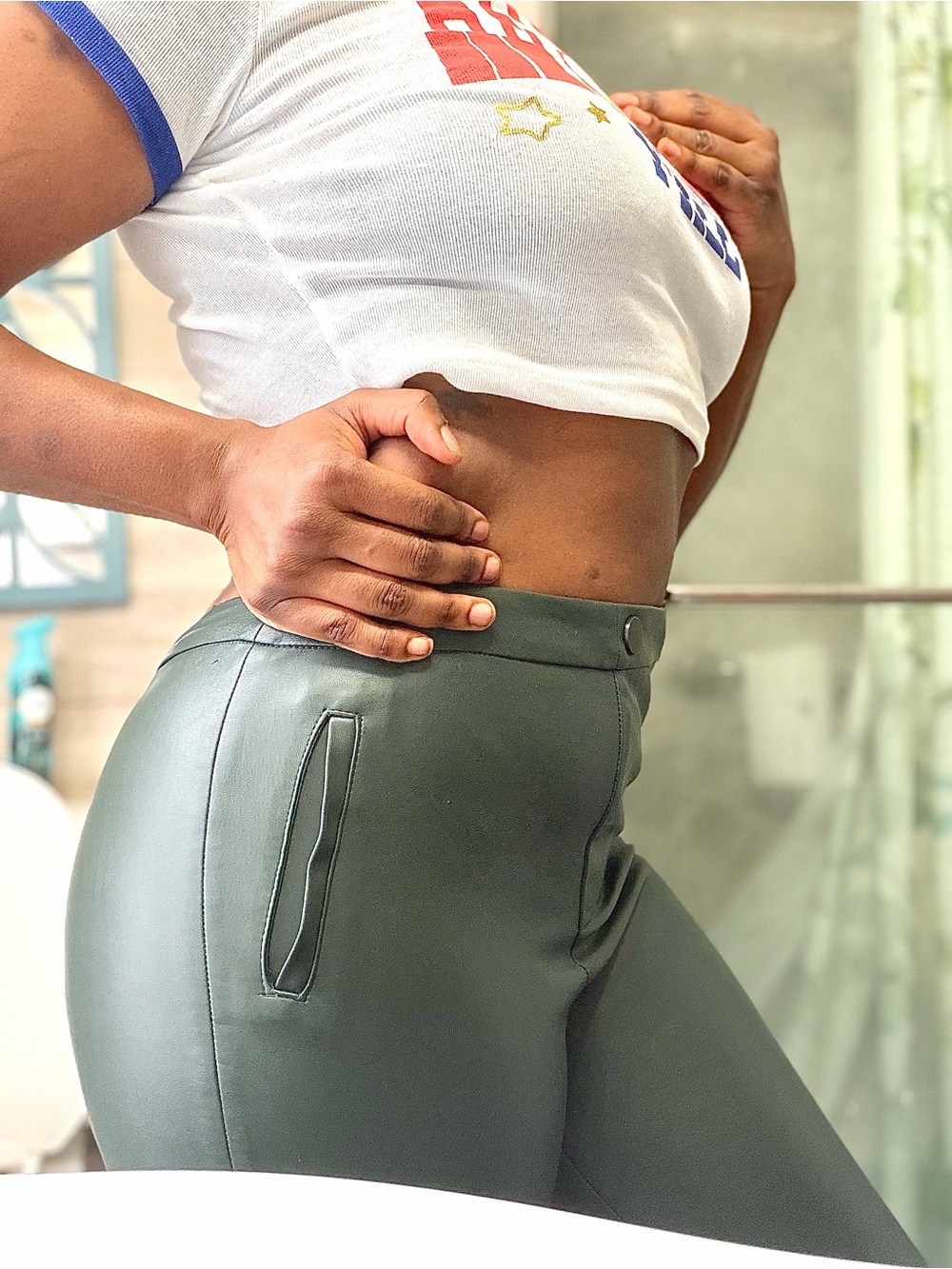Zara high rise faux leather pants